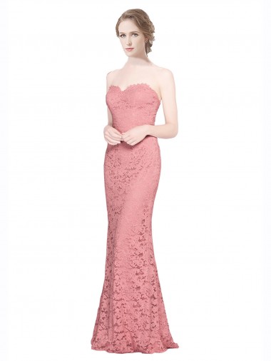 Mermaid Sweetheart Lace Long Salmon Sleeveless Prom Dress Canada