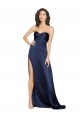 A-Line High Neck Silk like Satin Long Sapphire Prom Dress Canada