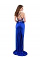 Sheath Cowl Neck Silk like Satin Long Royal Blue Prom Dress Canada