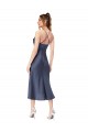 Sheath Cowl Neck Silk like Satin Midi Length Black High Low Prom Dress Canada