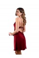 Sheath Cowl Neck Silk like Satin Midi Length Burgundy Prom Dress Canada
