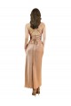 Sheath Cowl Neck Silk like Satin Midi Length Rose Gold Prom Dress Canada