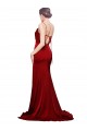 Sheath Cowl Neck Stretch Satin Sweep Train Burgundy Black Tie Prom Dress Canada