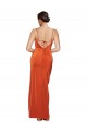 Sheath Cowl Neck Stretch Satin Sweep Train Rust Prom Dress Canada
