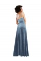 Sheath Cowl Neck Stretch Velvet Long Dusty Blue Sleeveless Prom Party Dress Canada