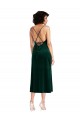 Sheath Cowl Neck Stretch Velvet Midi Length Dark Green Black Tie Prom Dress Canada