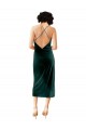 Sheath Spaghetti Straps Stretch Velvet Midi Length Dark Green Prom Dress Canada
