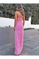 Sheath Halter Neck Velvet Sequins Long Velvet Sequin Prom Dress Canada