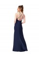 Sheath High Neck Silk like Satin Long Sapphire Prom Dress Canada