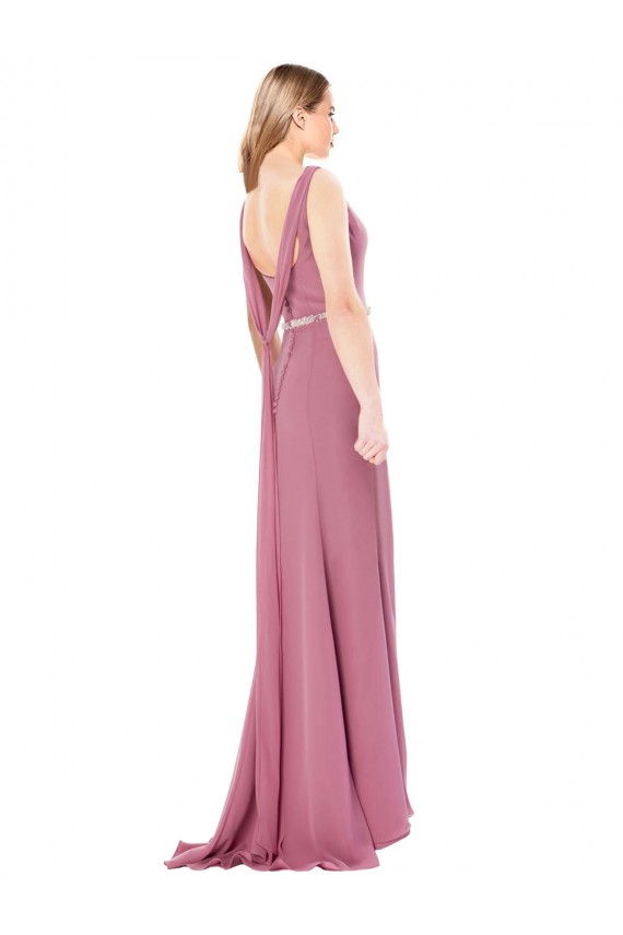 Sheath High Neck Soft Chiffon Long Prom Dress Canada