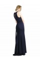 Sheath High Neck Stretch Crepe Long Dark Navy Black Tie Prom Dress Canada