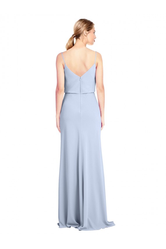Sheath Cowl Neck Stretch Crepe Long Light Sky Blue Prom Dress Canada