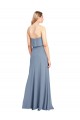 Sheath High Neck Stretch Crepe Long Smoke Blue Prom Dress Canada
