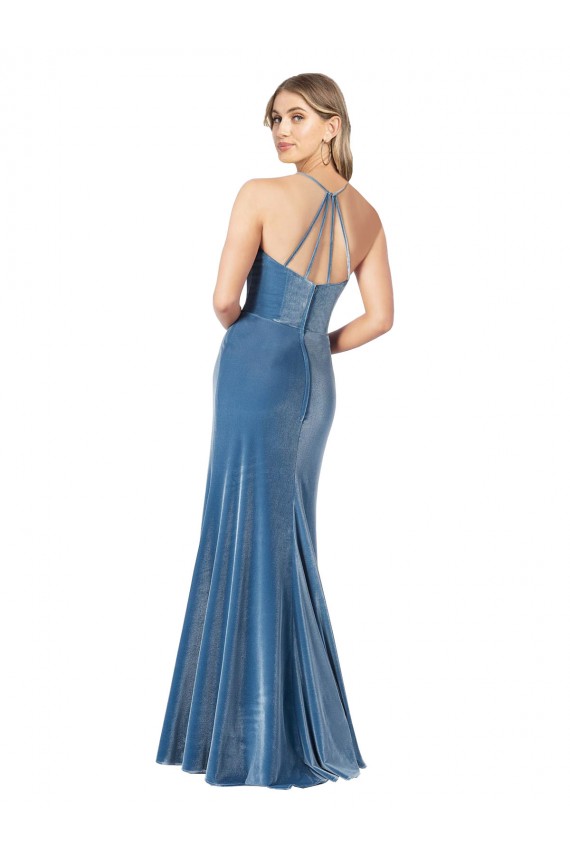 Sheath Jewel Neck Stretch Velvet Long Black Prom Dress Canada