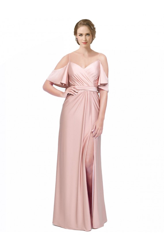 Sheath Off the Shoulder Silk like Satin Long Prom Dress Canada