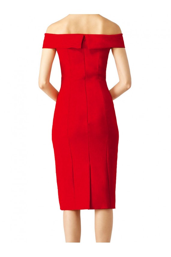 Sheath Off the Shoulder Stretch Crepe Cocktail Length Red Prom Dress Canada