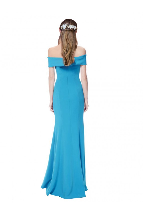 Sheath Off the Shoulder Stretch Crepe Long Peacock Blue Prom Dress Canada