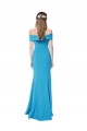 Sheath Off the Shoulder Stretch Crepe Long Peacock Blue Prom Dress Canada