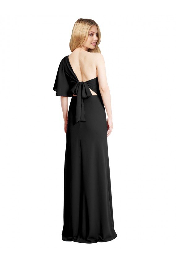 Sheath One Shoulder Stretch Crepe Long Black Prom Dresses Canada