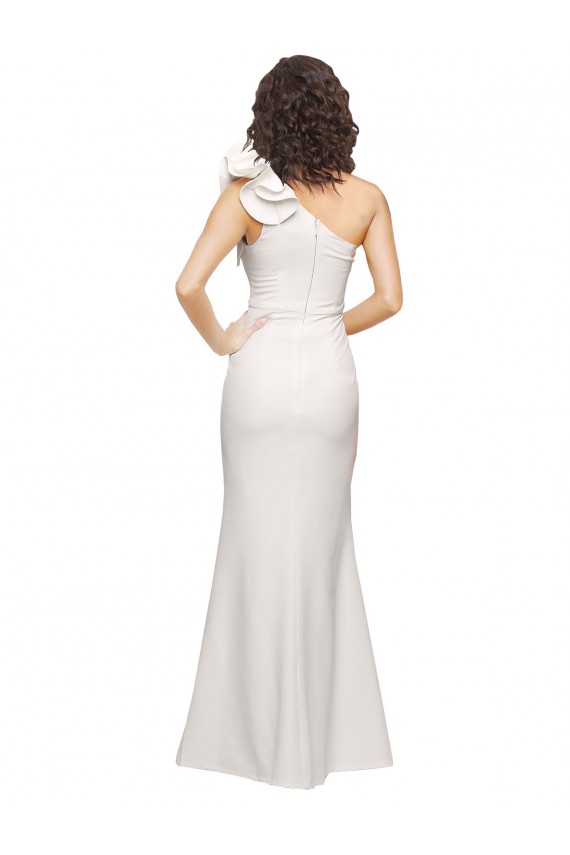 Sheath One Shoulder Stretch Crepe Long Ivory Prom Dress Canada