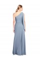 Sheath One Shoulder Stretch Crepe Long Smoke Blue Prom Dress Canada