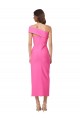 Sheath One Shoulder Stretch Crepe Midi Length Fuchsia Prom Dress Canada