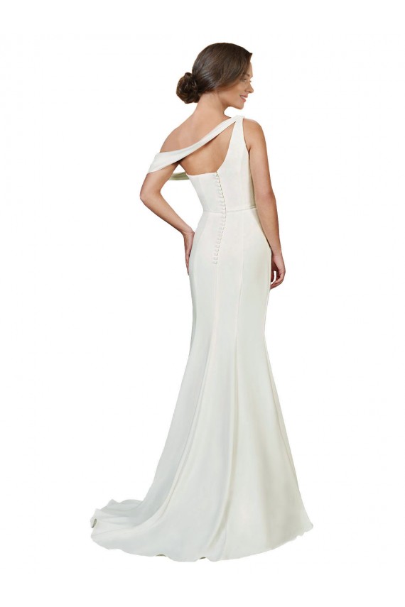 Sheath One Shoulder Stretch Crepe Sweep Train Ivory Prom Dress Canada