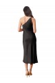 Sheath One Shoulder Stretch Satin Midi Length Black Black Tie Prom Dress Canada