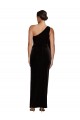 Sheath One Shoulder Stretch Velvet Long Black Prom Dress Canada