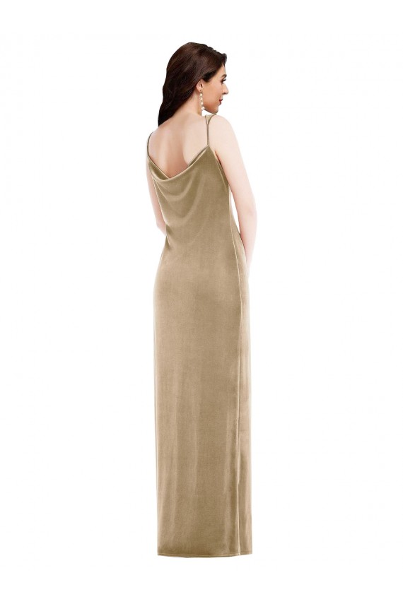Sheath One Shoulder Stretch Velvet Long Champagne Black Tie Prom Dress Canada