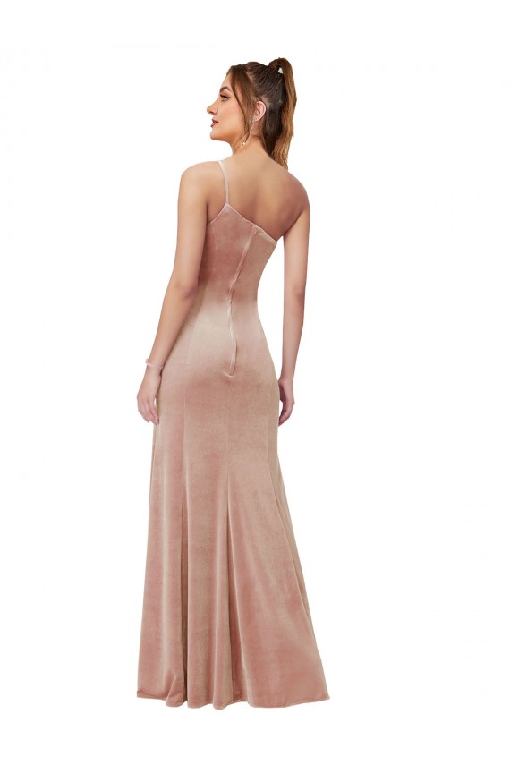 Sheath One Shoulder Stretch Velvet Long Pink Black Tie Prom Dress Canada