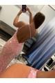 Sheath One Shoulder Velvet Sequins Sweep Train Pink Velvet Sequin Prom Dress Canada