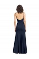 Sheath High Neck Stretch Crepe Long Dark Navy Prom Dress Canada