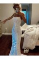 Sheath Spaghetti Straps Velvet Sequin Sweep Train  Sleeveless Prom Dress Canada