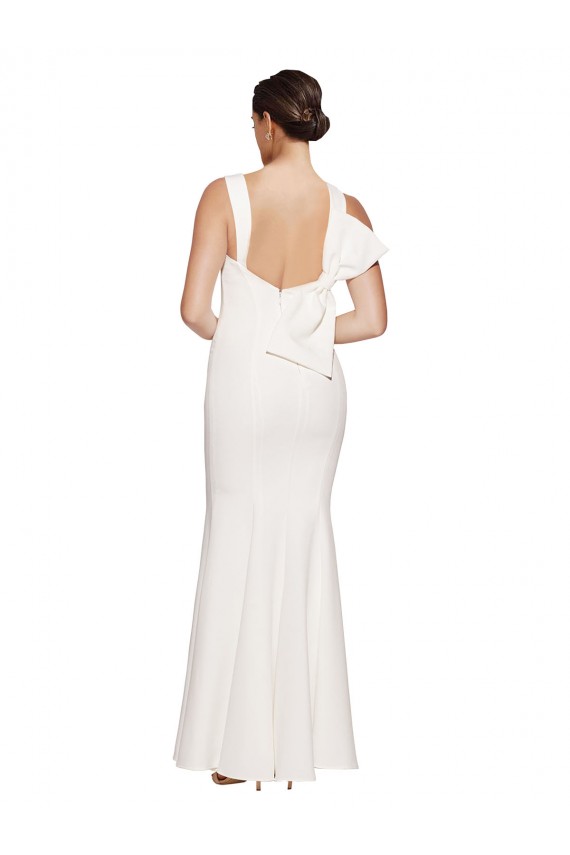 Sheath Square Neck Stretch Crepe Long Ivory Prom Dress Canada