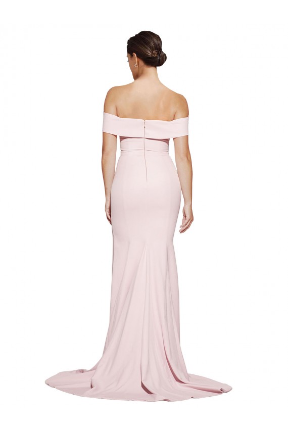 Sheath Square Neck Stretch Crepe Sweep Train Pink Prom Dress Canada