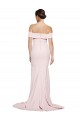 Sheath Square Neck Stretch Crepe Sweep Train Pink Prom Dress Canada