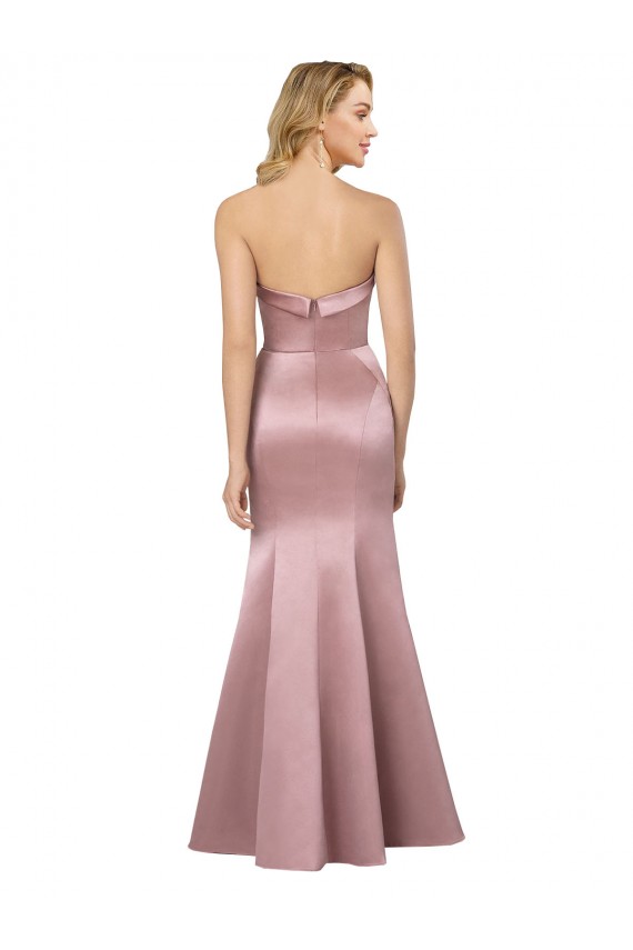 Sheath Strapless Satin Long Light Sky Blue Prom Dress Canada