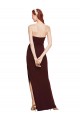 Sheath Strapless Stretch Crepe Long Burgundy Gold Prom Dress Canada