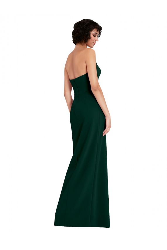 Sheath Strapless Stretch Crepe Long Midnight Green Prom Dress Canada