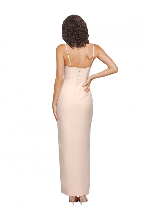 Sheath Strapless Stretch Crepe Long Nude Sleeveless Prom Dress Canada