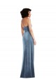 Sheath Strapless Stretch Velvet Long Dusty Blue Prom Dress Canada