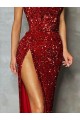 Sheath Strapless Velvet Sequins Long Burgundy Velvet Sequin Prom Dress Canada