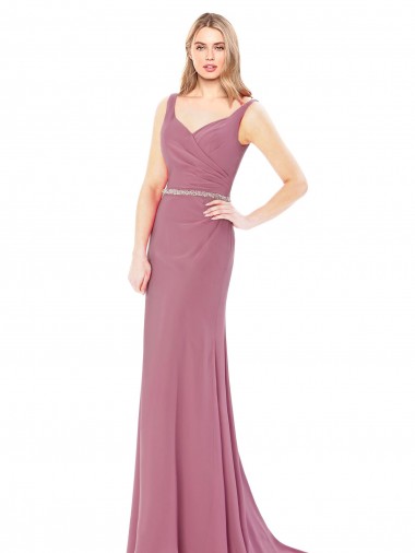Sheath High Neck Soft Chiffon Long Prom Dress Canada