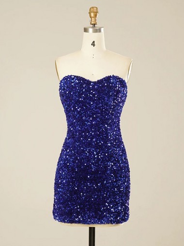 Sheath Sweetheart Velvet Sequins Short Velvet Sequin Prom Dress Canada