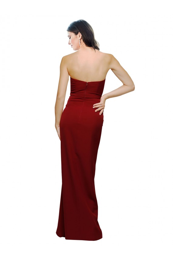 Sheath Sweetheart Stretch Crepe Long Burgundy Prom Dress Canada
