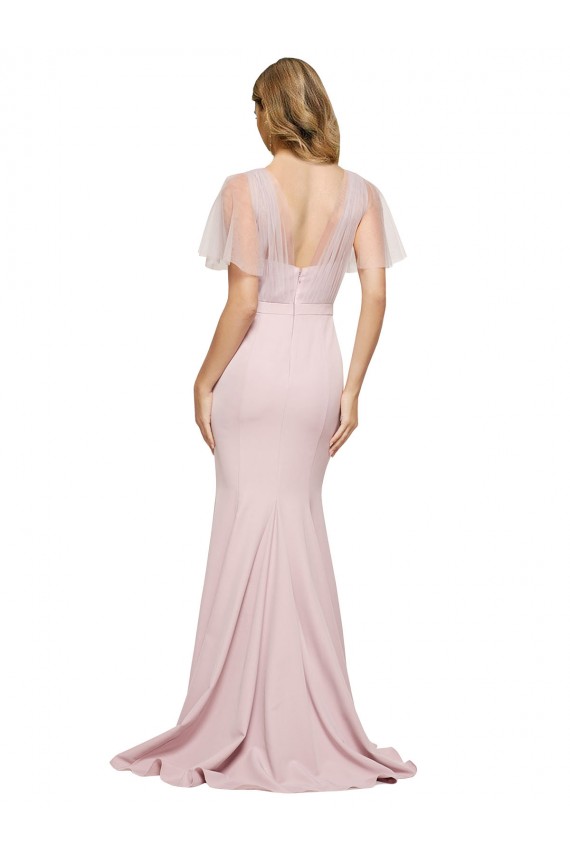 Sheath One Shoulder Stretch Crepe & Tulle Long Mauve Prom Dress Canada