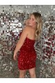 Sheath Sweetheart Velvet Sequins Short Burgundy Velvet Sequin Prom Dress Canada