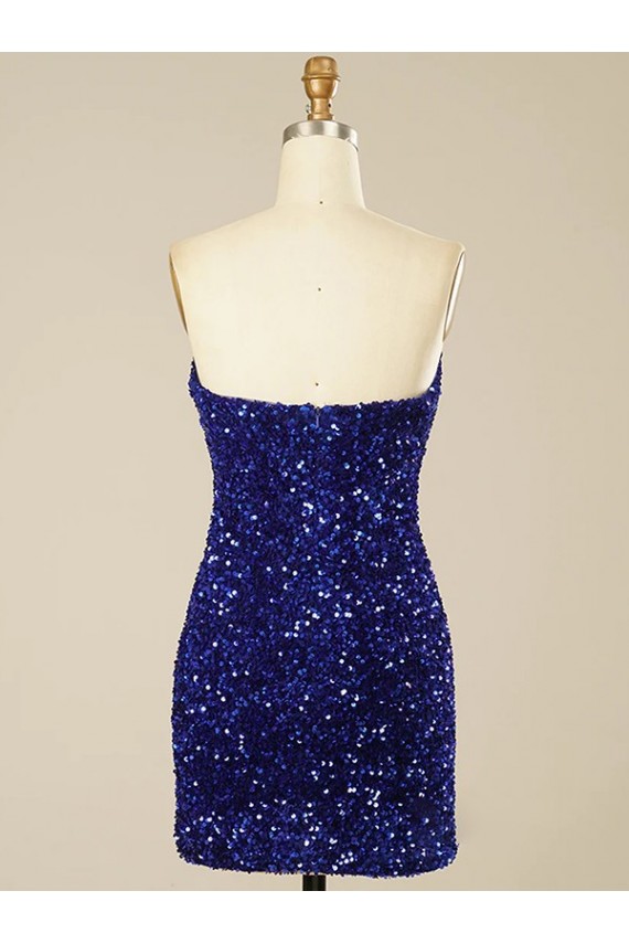 Sheath Sweetheart Velvet Sequins Short Velvet Sequin Prom Dress Canada