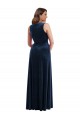 Sheath V-Neck Stretch Velvet Long Dark Navy Plus Size Formal Prom Dress Canada